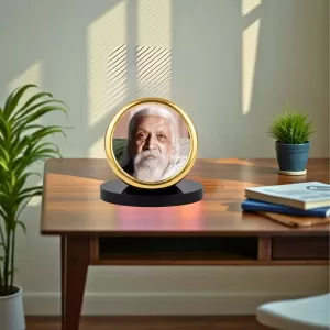 Car Desk/Table Top  Sri Aurobindo Metal Golden Photo Stand  2x2 Inches, Compact & Stylish Spiritual Display For Car, Home & Office (Pack Of 1) (F18453)