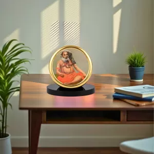 Car Desk/Table Top Bijoy Krishna Goswami Metal Golden Photo Stand  2x2 Inches, Compact & Stylish Spiritual Display For Car, Home & Office (Pack Of 1) (F18462)