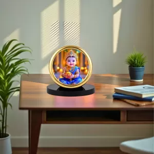 Car Desk/Table Top Little Krishna Metal Golden Photo Stand 2x2 Inches, Compact & Stylish Spiritual Display For Car, Home & Office (Pack Of 1) (F18463) Car Desk/Table Top Little Krishna Metal Golden Photo Stand 2x2 Inches, Compact & Stylish Spiritual Display For Car, Home & Office (Pack Of 1) (F18463)