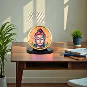 Car Desk/Table Top Serene Buddha Metal Golden Photo Stand 2x2 Inches, Compact & Stylish Spiritual Display For Car, Home & Office (Pack Of 1) (F18467) Car Desk/Table Top Serene Buddha Metal Golden Photo Stand 2x2 Inches, Compact & Stylish Spiritual Display For Car, Home & Office (Pack Of 1) (F18467)