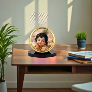 Car Desk/Table Top Little Krishna Metal Golden Photo Stand 2x2 Inches, Compact & Stylish Spiritual Display For Car, Home & Office (Pack Of 1) (F18469) Car Desk/Table Top Little Krishna Metal Golden Photo Stand 2x2 Inches, Compact & Stylish Spiritual Display For Car, Home & Office (Pack Of 1) (F18469)