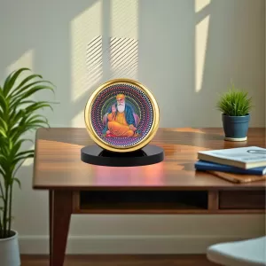 Car Desk/Table Top Gurunanak Metal Golden Photo Stand  2x2 Inches, Compact & Stylish Spiritual Display For Car, Home & Office (Pack Of 1) (F18491)