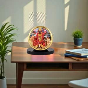 Car Desk/Table Top Kali Maa Metal Golden Photo Stand  2x2 Inches, Compact & Stylish Spiritual Display For Car, Home & Office (Pack Of 1) (F18498)