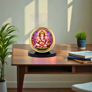 Car Desk/Table Top Lord Ganesha Metal Golden Photo Stand 2x2 Inches, Compact & Stylish Spiritual Display For Car, Home & Office (Pack Of 1) (F18502) Car Desk/Table Top Lord Ganesha Metal Golden Photo Stand 2x2 Inches, Compact & Stylish Spiritual Display For Car, Home & Office (Pack Of 1) (F18502)