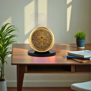 Car Desk/Table Top Lord Jesus Symbol  Metal Golden Photo Stand  2x2 Inches, Compact & Stylish Spiritual Display For Car, Home & Office (Pack Of 1) (F18517)