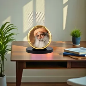 Car Desk/Table Top Sadhguru Metal Golden Photo Stand  2x2 Inches, Compact & Stylish Spiritual Display For Car, Home & Office (Pack Of 1) (F18525)