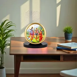 Car Desk/Table Top Rama Lakshmana Sita Metal Golden Photo Stand 2x2 Inches, Compact & Stylish Spiritual Display For Car, Home & Office (Pack Of 1) (F18533) Car Desk/Table Top Rama Lakshmana Sita Metal Golden Photo Stand 2x2 Inches, Compact & Stylish Spiritual Display For Car, Home & Office (Pack Of 1) (F18533)