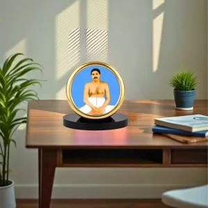 Car Desk/Table Top Lord Anukul Thakur Ji Metal Golden Photo Stand  2x2 Inches, Compact & Stylish Spiritual Display For Car, Home & Office (Pack Of 1) (F18534)