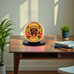 Car Desk/Table Top Maa Kali Metal Golden Photo Stand  2x2 Inches, Compact & Stylish Spiritual Display For Car, Home & Office (Pack Of 1) (F18537)