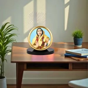 Car Desk/Table Top Shri Mataji Nirmala Devi Metal Golden Photo Stand 2x2 Inches, Compact & Stylish Spiritual Display For Car, Home & Office (Pack Of 1) (F18539) Car Desk/Table Top Shri Mataji Nirmala Devi Metal Golden Photo Stand 2x2 Inches, Compact & Stylish Spiritual Display For Car, Home & Office (Pack Of 1) (F18539)
