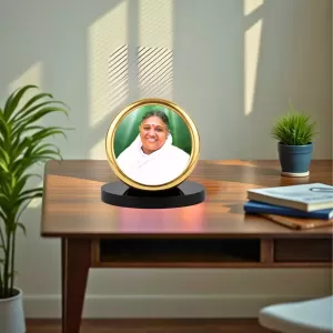 Car Desk/Table Top Mata Amritanandamayi Metal Golden Photo Stand 2x2 Inches, Compact & Stylish Spiritual Display For Car, Home & Office (Pack Of 1) (F18541) Car Desk/Table Top Mata Amritanandamayi Metal Golden Photo Stand 2x2 Inches, Compact & Stylish Spiritual Display For Car, Home & Office (Pack Of 1) (F18541)