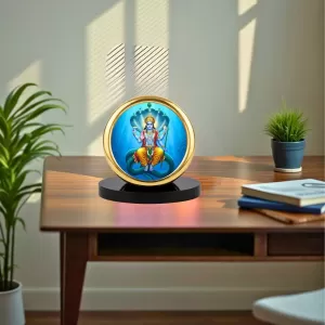 Car Desk/Table Top Lord Vishnu Metal Golden Photo Stand 2x2 Inches, Compact & Stylish Spiritual Display For Car, Home & Office (Pack Of 1) (F18563) Car Desk/Table Top Lord Vishnu Metal Golden Photo Stand 2x2 Inches, Compact & Stylish Spiritual Display For Car, Home & Office (Pack Of 1) (F18563)