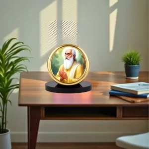 Car Desk/Table Top Guru Ravi Das Metal Golden Photo Stand  2x2 Inches, Compact & Stylish Spiritual Display For Car, Home & Office (Pack Of 1) (F18565)
