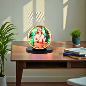 Car Desk/Table Top Aadhi Shankaracharya Metal Golden Photo Stand  2x2 Inches, Compact & Stylish Spiritual Display For Car, Home & Office (Pack Of 1) (F18567)