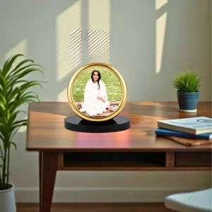 Car Desk/Table Top Anadamayi Ma Metal Golden Photo Stand  2x2 Inches, Compact & Stylish Spiritual Display For Car, Home & Office (Pack Of 1) (F18576)