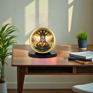Car Desk/Table Top Lord Krishna Metal Golden Photo Stand  2x2 Inches, Compact & Stylish Spiritual Display For Car, Home & Office (Pack Of 1) (F18581)
