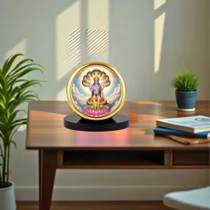 Car Desk/Table Top Lord Vishnu Metal Golden Photo Stand 2x2 Inches, Compact & Stylish Spiritual Display For Car, Home & Office (Pack Of 1) (F18590) Car Desk/Table Top Lord Vishnu Metal Golden Photo Stand 2x2 Inches, Compact & Stylish Spiritual Display For Car, Home & Office (Pack Of 1) (F18590)