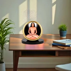 Car Desk/Table Top Mahaveer Baba Metal Golden Photo Stand  2x2 Inches, Compact & Stylish Spiritual Display For Car, Home & Office (Pack Of 1) (F18593)