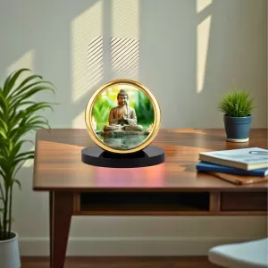 Car Desk/Table Top Buddha Metal Golden Photo Stand 2x2 Inches, Compact & Stylish Spiritual Display For Car, Home & Office (Pack Of 1) (F18598) Car Desk/Table Top Buddha Metal Golden Photo Stand 2x2 Inches, Compact & Stylish Spiritual Display For Car, Home & Office (Pack Of 1) (F18598)