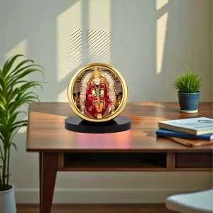 Car Desk/Table Top Lord Saibaba Metal Golden Photo Stand  2x2 Inches, Compact & Stylish Spiritual Display For Car, Home & Office (Pack Of 1) (F18599)