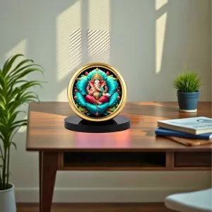 Car Desk/Table Top Lord Ganesha Metal Golden Photo Stand 2x2 Inches, Compact & Stylish Spiritual Display For Car, Home & Office (Pack Of 1) (F18612) Car Desk/Table Top Lord Ganesha Metal Golden Photo Stand 2x2 Inches, Compact & Stylish Spiritual Display For Car, Home & Office (Pack Of 1) (F18612)