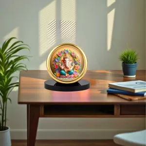 Car Desk/Table Top Lord Ganesha Metal Golden Photo Stand 2x2 Inches, Compact & Stylish Spiritual Display For Car, Home & Office (Pack Of 1) (F18618) Car Desk/Table Top Lord Ganesha Metal Golden Photo Stand 2x2 Inches, Compact & Stylish Spiritual Display For Car, Home & Office (Pack Of 1) (F18618)