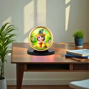 Car Desk/Table Top Little Krishna Metal Golden Photo Stand 2x2 Inches, Compact & Stylish Spiritual Display For Car, Home & Office (Pack Of 1) (F18631) Car Desk/Table Top Little Krishna Metal Golden Photo Stand 2x2 Inches, Compact & Stylish Spiritual Display For Car, Home & Office (Pack Of 1) (F18631)