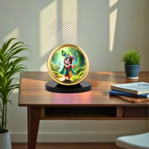 Car Desk/Table Top Little Krishna Metal Golden Photo Stand  2x2 Inches, Compact & Stylish Spiritual Display For Car, Home & Office (Pack Of 1) (F18632)