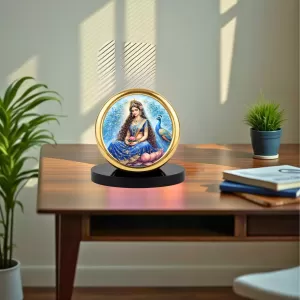 Car Desk/Table Top Radha Krishna Metal Golden Photo Stand 2x2 Inches, Compact & Stylish Spiritual Display For Car, Home & Office (Pack Of 1) (F18643) Car Desk/Table Top Radha Krishna Metal Golden Photo Stand 2x2 Inches, Compact & Stylish Spiritual Display For Car, Home & Office (Pack Of 1) (F18643)