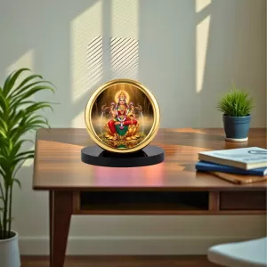 Car Desk/Table Top Goddess Lakshmi Metal Golden Photo Stand  2x2 Inches, Compact & Stylish Spiritual Display For Car, Home & Office (Pack Of 1) (F18662)