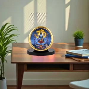 Car Desk/Table Top Lord Shiva Metal Golden Photo Stand 2x2 Inches, Compact & Stylish Spiritual Display For Car, Home & Office (Pack Of 1) (F18666) Car Desk/Table Top Lord Shiva Metal Golden Photo Stand 2x2 Inches, Compact & Stylish Spiritual Display For Car, Home & Office (Pack Of 1) (F18666)