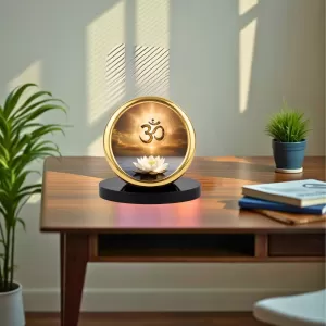 Car Desk/Table Top Om Symbol Metal Golden Photo Stand 2x2 Inches, Compact & Stylish Spiritual Display For Car, Home & Office (Pack Of 1) (F18677) Car Desk/Table Top Om Symbol Metal Golden Photo Stand 2x2 Inches, Compact & Stylish Spiritual Display For Car, Home & Office (Pack Of 1) (F18677)