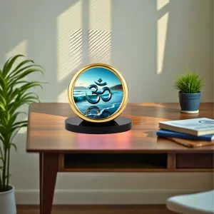 Car Desk/Table Top Om Symbol Metal Golden Photo Stand 2x2 Inches, Compact & Stylish Spiritual Display For Car, Home & Office (Pack Of 1) (F18679) Car Desk/Table Top Om Symbol Metal Golden Photo Stand 2x2 Inches, Compact & Stylish Spiritual Display For Car, Home & Office (Pack Of 1) (F18679)