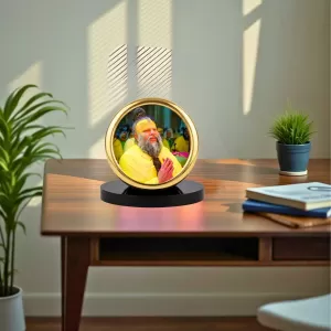 Car Desk/Table Top Premanand Ji Metal Golden Photo Stand  2x2 Inches, Compact & Stylish Spiritual Display For Car, Home & Office (Pack Of 1) (F18680)
