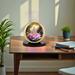Car Desk/Table Top Ramakrishna Paramahamsa Metal Golden Photo Stand  2x2 Inches, Compact & Stylish Spiritual Display For Car, Home & Office (Pack Of 1) (F18683)