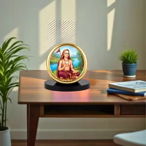 Car Desk/Table Top Aadhi Shankarcharya Metal Golden Photo Stand  2x2 Inches, Compact & Stylish Spiritual Display For Car, Home & Office (Pack Of 1) (F18687)