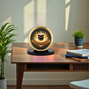 Car Desk/Table Top Mucca Masid Metal Golden Photo Stand  2x2 Inches, Compact & Stylish Spiritual Display For Car, Home & Office (Pack Of 1) (F18707)
