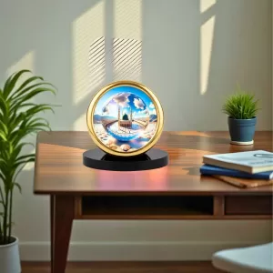 Car Desk/Table Top Mucca Masid Metal Golden Photo Stand  2x2 Inches, Compact & Stylish Spiritual Display For Car, Home & Office (Pack Of 1) (F18708)