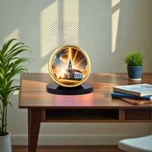 Car Desk/Table Top Beautiful Church Metal Golden Photo Stand 2x2 Inches, Compact & Stylish Spiritual Display For Car, Home & Office (Pack Of 1) (F18721) Car Desk/Table Top Beautiful Church Metal Golden Photo Stand 2x2 Inches, Compact & Stylish Spiritual Display For Car, Home & Office (Pack Of 1) (F18721)