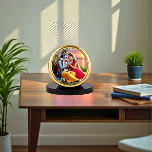 Car Desk/Table Top Radha Krishna Metal Golden Photo Stand 2x2 Inches, Compact & Stylish Spiritual Display For Car, Home & Office (Pack Of 1) (F18738) Car Desk/Table Top Radha Krishna Metal Golden Photo Stand 2x2 Inches, Compact & Stylish Spiritual Display For Car, Home & Office (Pack Of 1) (F18738)