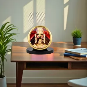 Car Desk/Table Top Kali Matha Metal Golden Photo Stand  2x2 Inches, Compact & Stylish Spiritual Display For Car, Home & Office (Pack Of 1) (F18741)