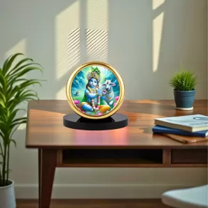 Car Desk/Table Top Lord Krishna Metal Golden Photo Stand 2x2 Inches, Compact & Stylish Spiritual Display For Car, Home & Office (Pack Of 1) (F18742) Car Desk/Table Top Lord Krishna Metal Golden Photo Stand 2x2 Inches, Compact & Stylish Spiritual Display For Car, Home & Office (Pack Of 1) (F18742)