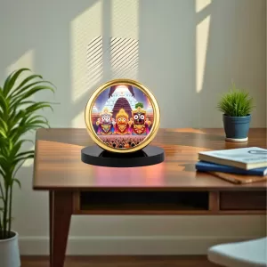 Car Desk/Table Top Lord Jagannath Metal Golden Photo Stand  2x2 Inches, Compact & Stylish Spiritual Display For Car, Home & Office (Pack Of 1) (F18746)