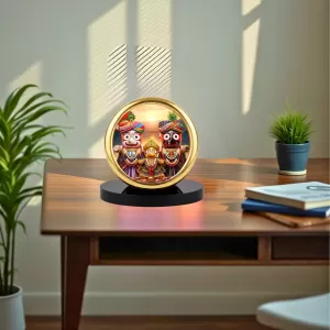 Car Desk/Table Top Lord Jagannath Metal Golden Photo Stand  2x2 Inches, Compact & Stylish Spiritual Display For Car, Home & Office (Pack Of 1) (F18747)