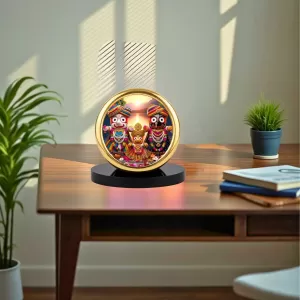 Car Desk/Table Top Lord Jagannath Metal Golden Photo Stand  2x2 Inches, Compact & Stylish Spiritual Display For Car, Home & Office (Pack Of 1) (F18749)