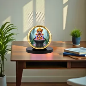 Car Desk/Table Top Lord Jagannath Metal Golden Photo Stand  2x2 Inches, Compact & Stylish Spiritual Display For Car, Home & Office (Pack Of 1) (F18752)