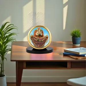 Car Desk/Table Top Lord Jagannath Metal Golden Photo Stand  2x2 Inches, Compact & Stylish Spiritual Display For Car, Home & Office (Pack Of 1) (F18754)