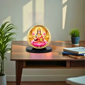 Car Desk/Table Top Goddess Lakshmi Metal Golden Photo Stand  2x2 Inches, Compact & Stylish Spiritual Display For Car, Home & Office (Pack Of 1) (F18760)
