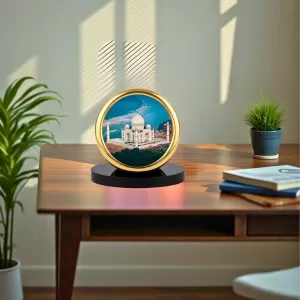 Car Desk/Table Top Beautiful Tajmahal Metal Golden Photo Stand  2x2 Inches, Compact & Stylish Spiritual Display For Car, Home & Office (Pack Of 1) (F18769)
