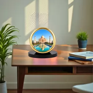 Car Desk/Table Top Beautiful Tajmahal Metal Golden Photo Stand  2x2 Inches, Compact & Stylish Spiritual Display For Car, Home & Office (Pack Of 1) (F18773)